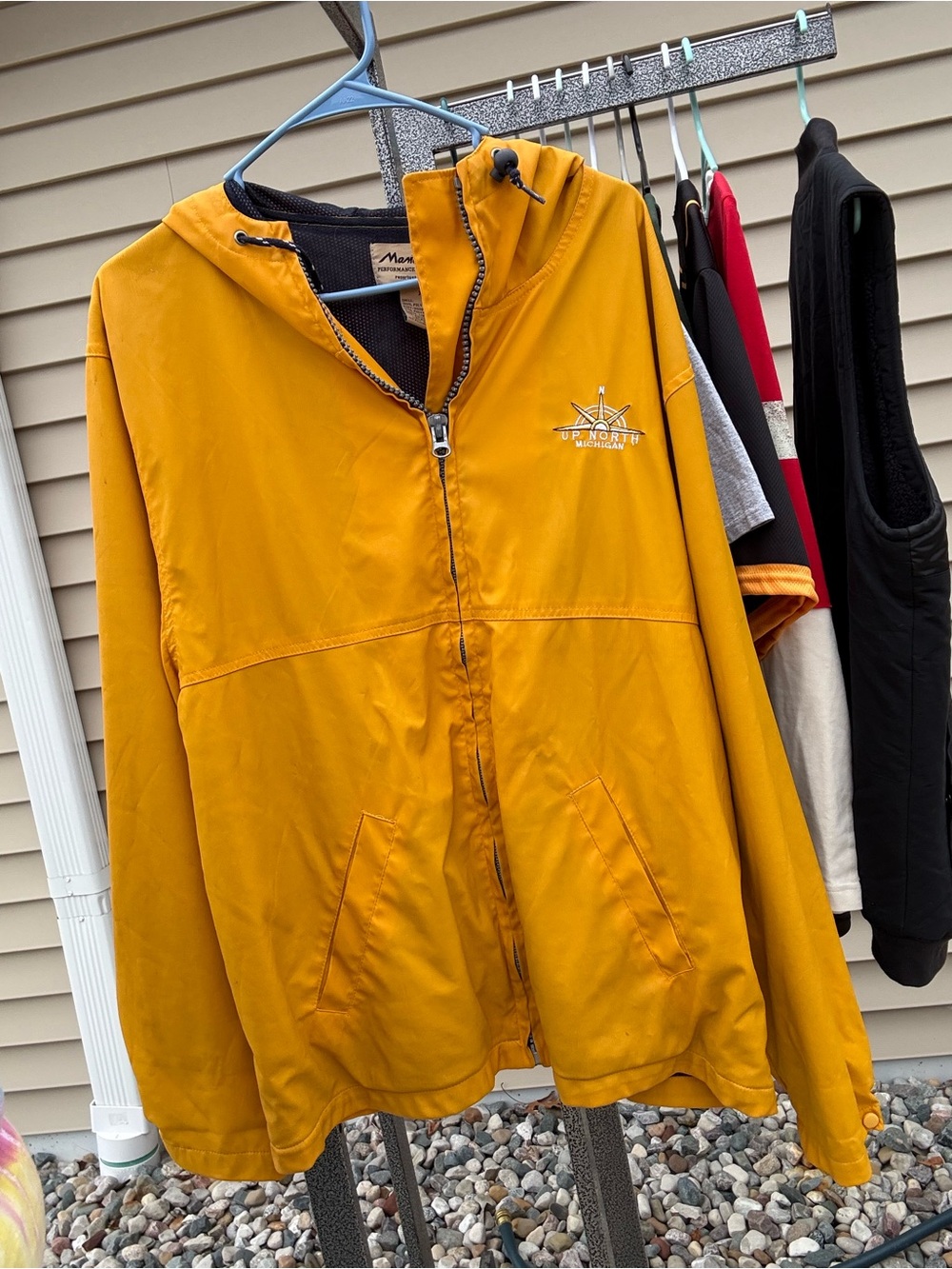 Men's Mustard Yellow Hooded Windbreaker Jacket